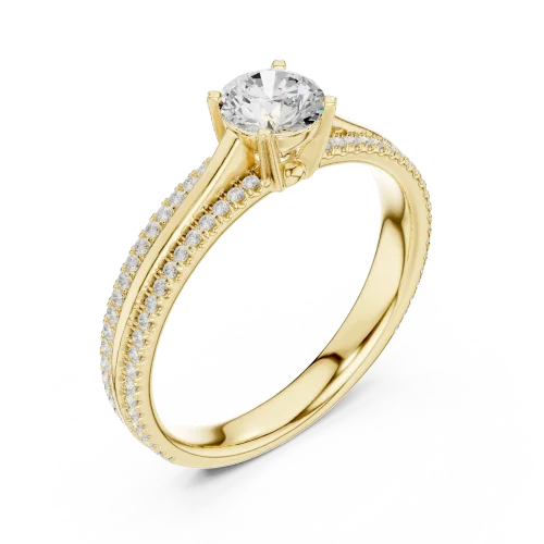 Ethereal Luminary Round Cut Pavé-Set Solitaire Ring