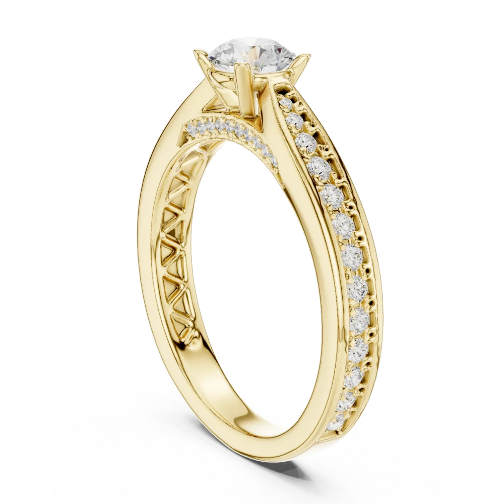 Ethereal Round Brilliant Pavé-Set Solitaire Engagement Ring - Image 3