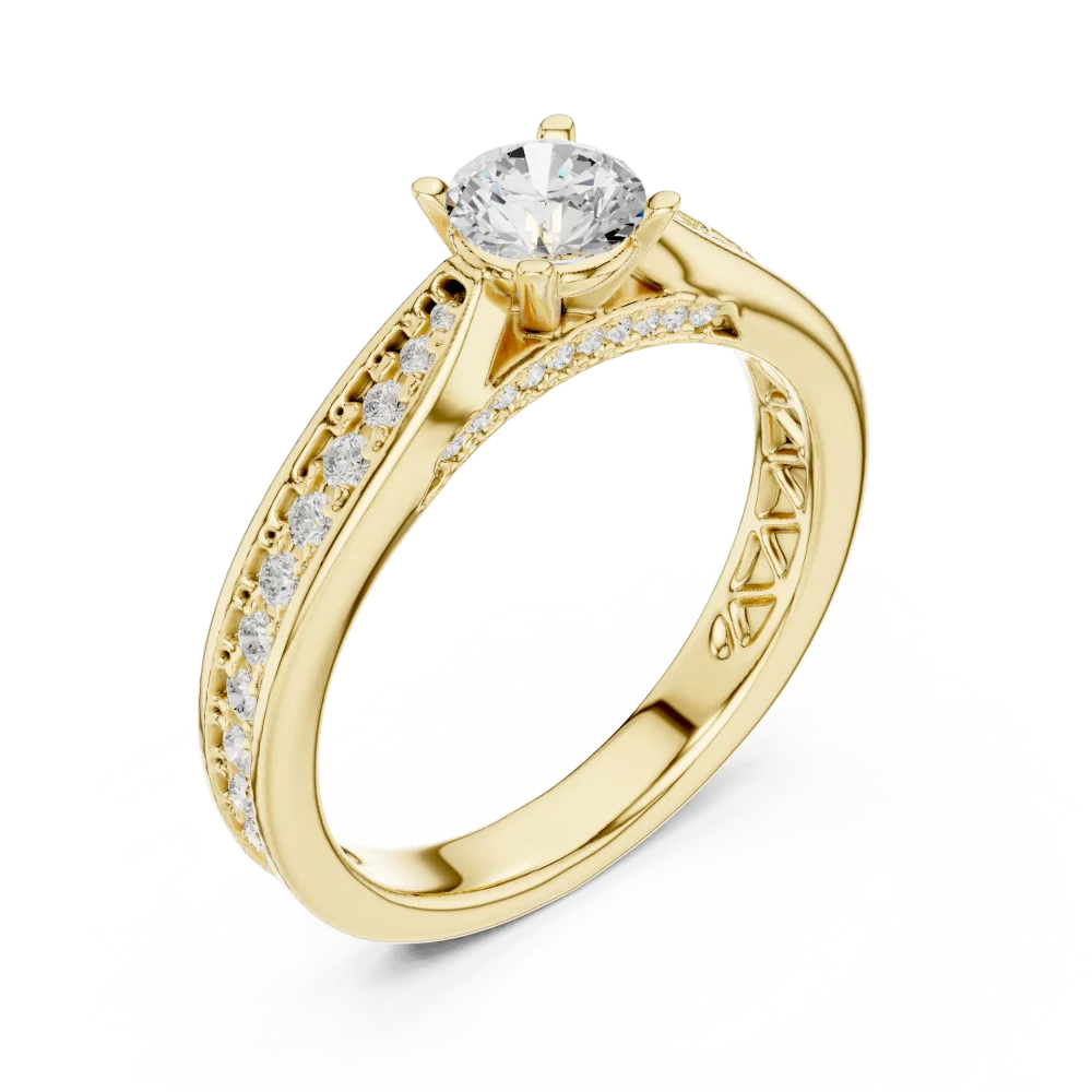 Experience brilliance with this Ethereal Solitaire Ring. Featuring a round DIAMEUR diamond and pavé accents, shop this modern classic luxury today.
