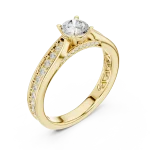 Ethereal Round Brilliant Pavé-Set Solitaire Engagement Ring
