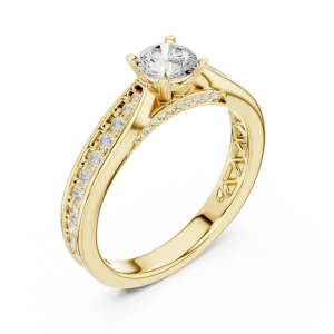 Ethereal Round Brilliant Pavé-Set Solitaire Engagement Ring