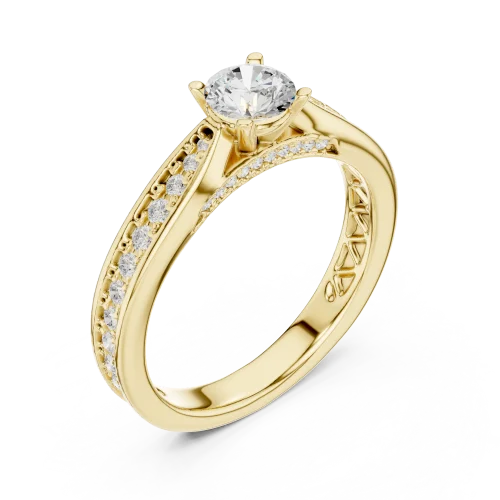 Ethereal Round Brilliant Pavé-Set Solitaire Engagement Ring
