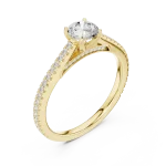 Ethereal Round Brilliant Pavé-Set Solitaire Engagement Ring