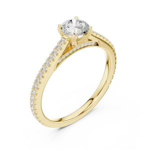 Ethereal Round Brilliant Pavé-Set Solitaire Engagement Ring