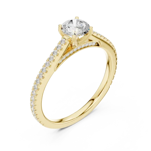 Ethereal Round Brilliant Pavé-Set Solitaire Engagement Ring