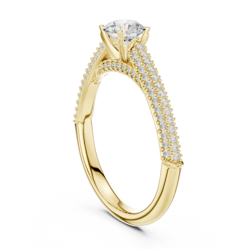 Luminary Round Brilliant Pavé-Set Solitaire Ring - Image 3