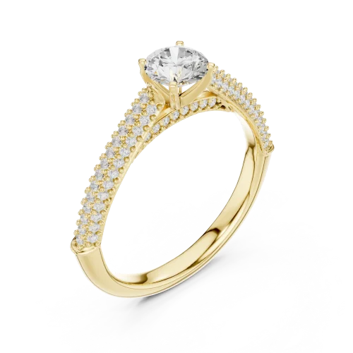 Luminary Round Brilliant Pavé-Set Solitaire Ring