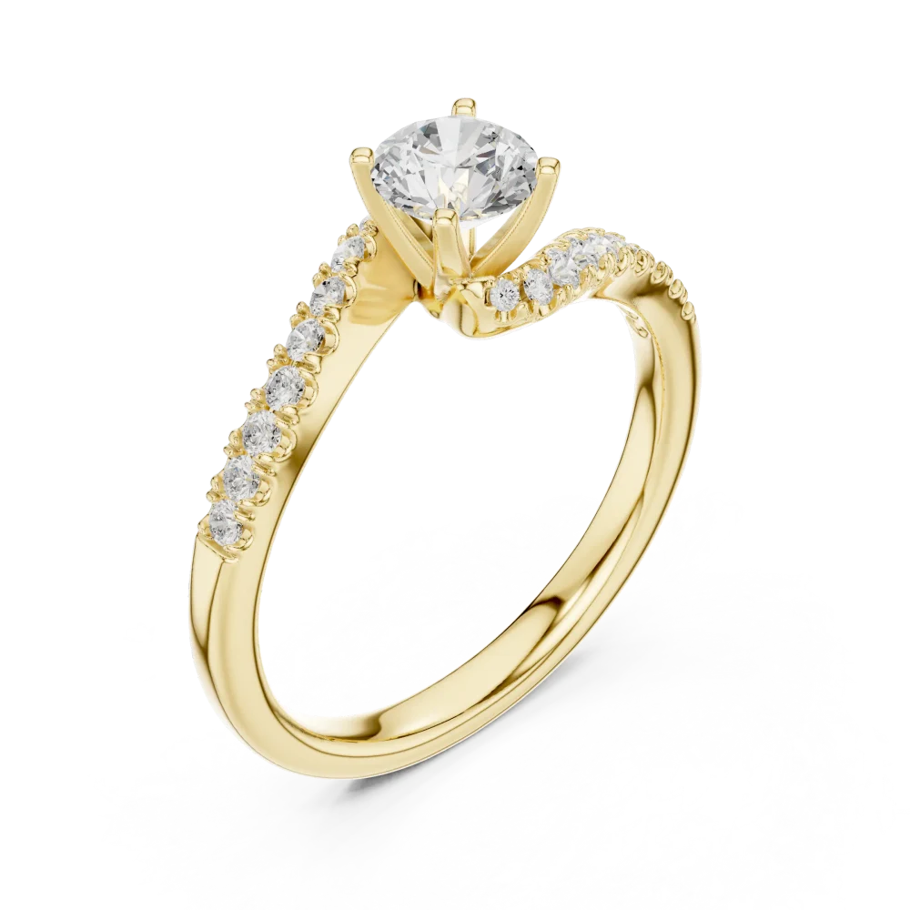 Discover the grace of our Fluid Silhouette Round Solitaire Ring. Featuring brilliant DIAMEUR diamonds, it is the ultimate symbol of modern love. Shop now.