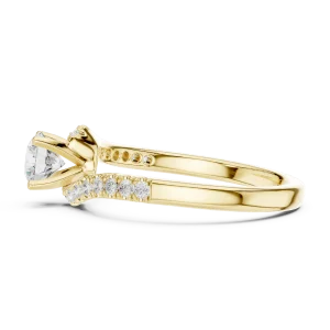 Fluid Silhouette Round Brilliant Cut Pavé-Set Solitaire Ring - Image 4