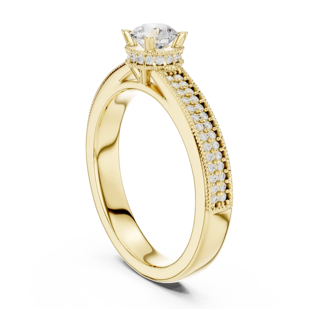 Ethereal Round Brilliant Pavé-Set Solitaire Ring - Image 3