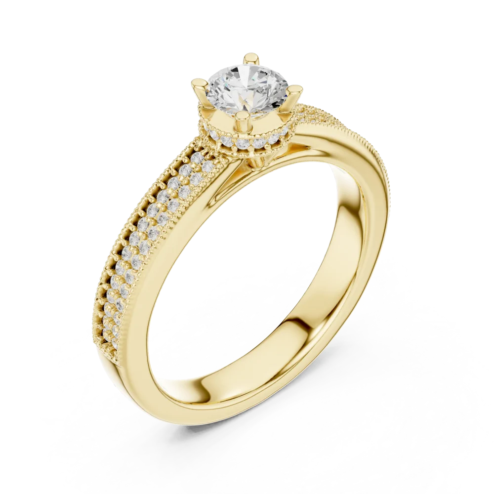 Discover the radiant allure of this pavé-set solitaire ring. Featuring a brilliant-cut DIAMEUR diamond, it defines sustainable luxury. Shop today.