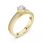 Ethereal Round Brilliant Pavé-Set Solitaire Ring