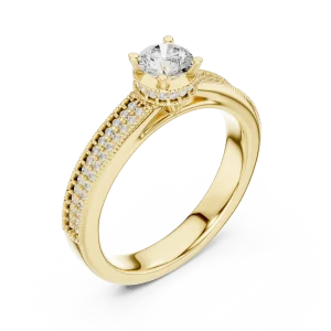 Ethereal Round Brilliant Pavé-Set Solitaire Ring