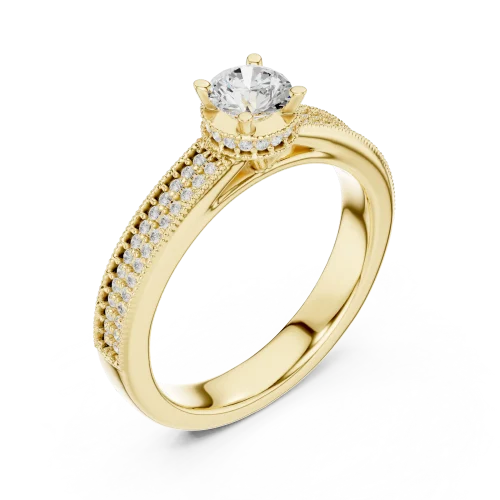 Ethereal Round Brilliant Pavé-Set Solitaire Ring