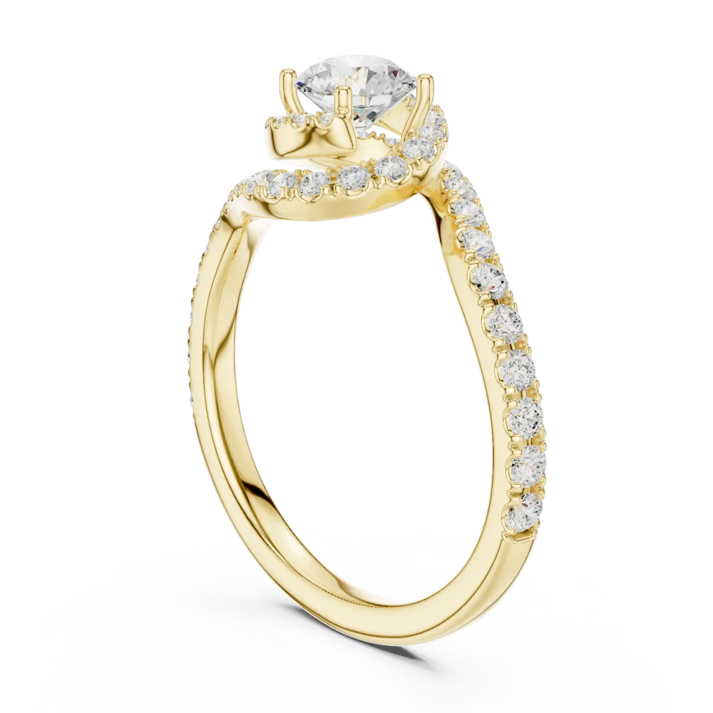 Fluid Luminary Round Brilliant Pavé-Set Solitaire Ring - Image 3