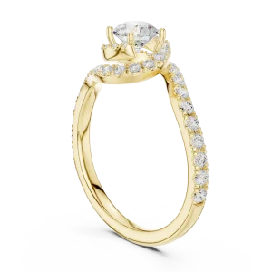 Fluid Luminary Round Brilliant Pavé-Set Solitaire Ring - Image 3