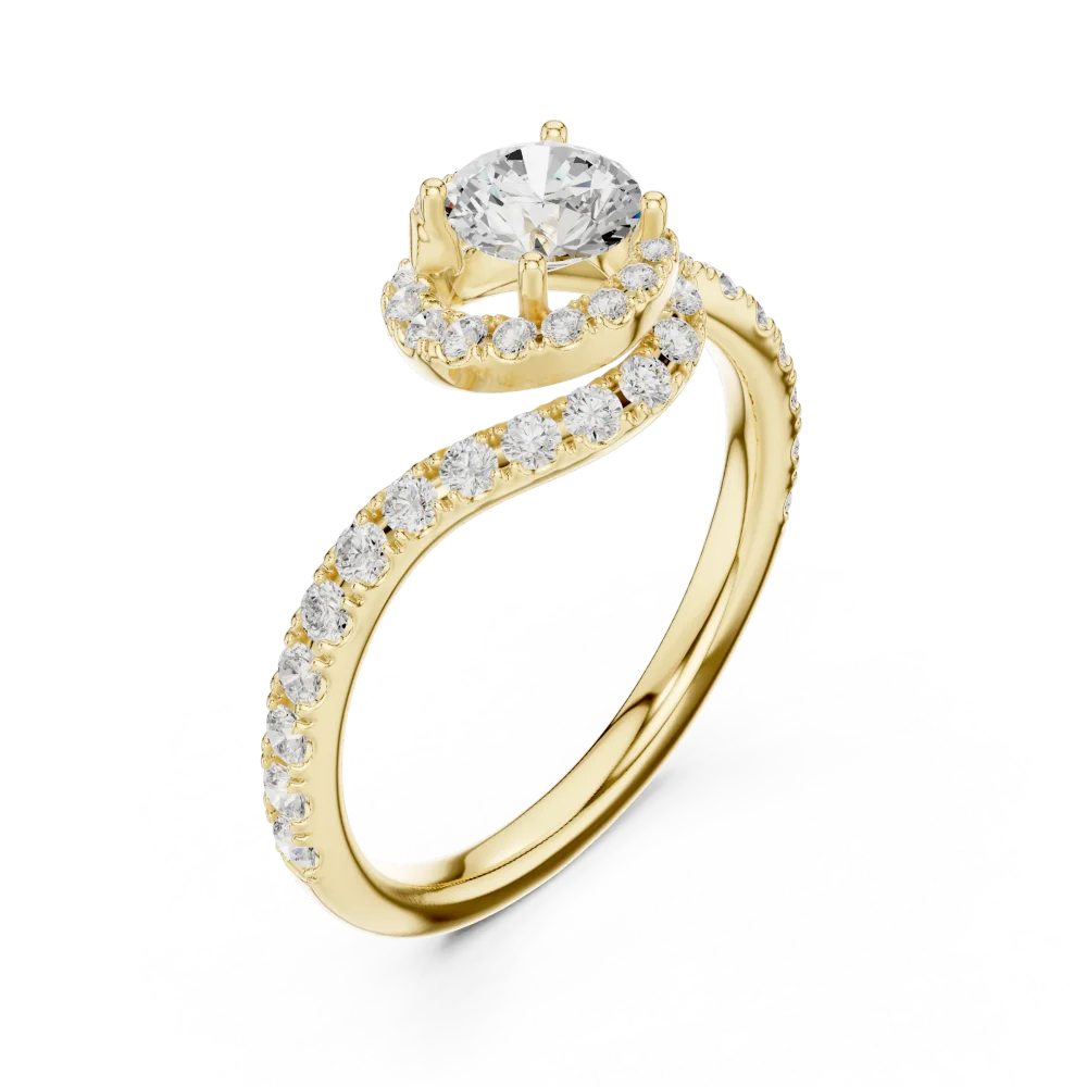 Embrace timeless elegance with this fluid, pavé-set solitaire ring. Featuring a brilliant DIAMEUR diamond, it defines sustainable luxury. Shop today.