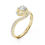 Fluid Luminary Round Brilliant Pavé-Set Solitaire Ring