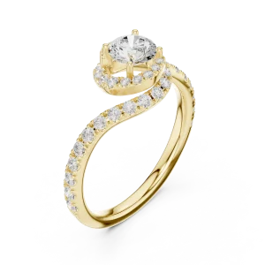 Fluid Luminary Round Brilliant Pavé-Set Solitaire Ring
