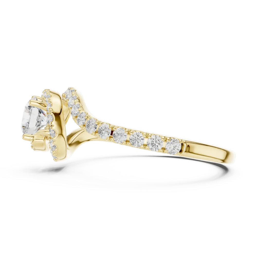 Fluid Luminary Round Brilliant Pavé-Set Solitaire Ring - Image 4