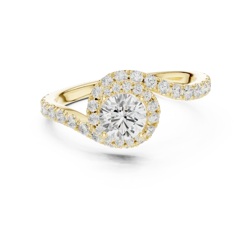 Fluid Luminary Round Brilliant Pavé-Set Solitaire Ring - Image 2
