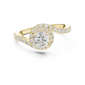 Fluid Luminary Round Brilliant Pavé-Set Solitaire Ring - Image 2