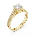 Ethereal Luminary Round Brilliant Pavé-Set Solitaire Ring