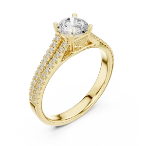 Ethereal Luminary Round Brilliant Pavé-Set Solitaire Ring