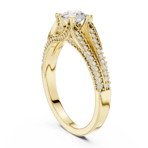 Luminary Round Brilliant Pavé-Set Architectural Solitaire Ring - Image 3