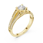 Luminary Round Brilliant Pavé-Set Architectural Solitaire Ring