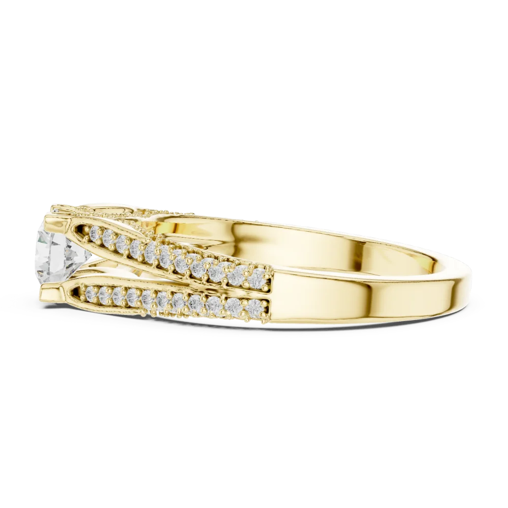 Luminary Round Brilliant Pavé-Set Architectural Solitaire Ring - Image 4