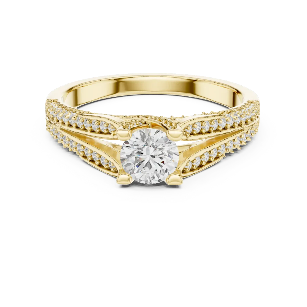 Luminary Round Brilliant Pavé-Set Architectural Solitaire Ring - Image 2