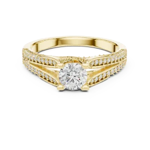 Luminary Round Brilliant Pavé-Set Architectural Solitaire Ring - Image 2