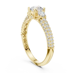 Ethereal Luminary Three Stone Pavé-Set Diamond Solitaire Ring - Image 3