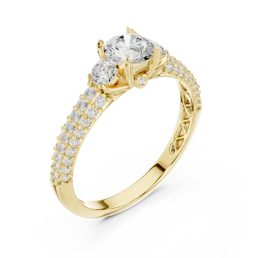 Discover the radiant beauty of our three-stone DIAMEUR diamond ring. Expertly handcrafted for brilliant light and effortless style. Shop now.