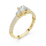 Ethereal Luminary Three Stone Pavé-Set Diamond Solitaire Ring