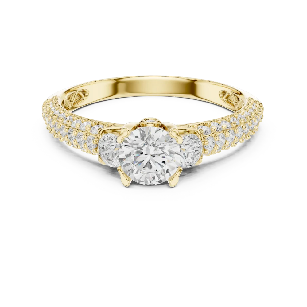 Ethereal Luminary Three Stone Pavé-Set Diamond Solitaire Ring - Image 2