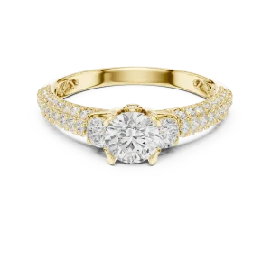 Ethereal Luminary Three Stone Pavé-Set Diamond Solitaire Ring - Image 2