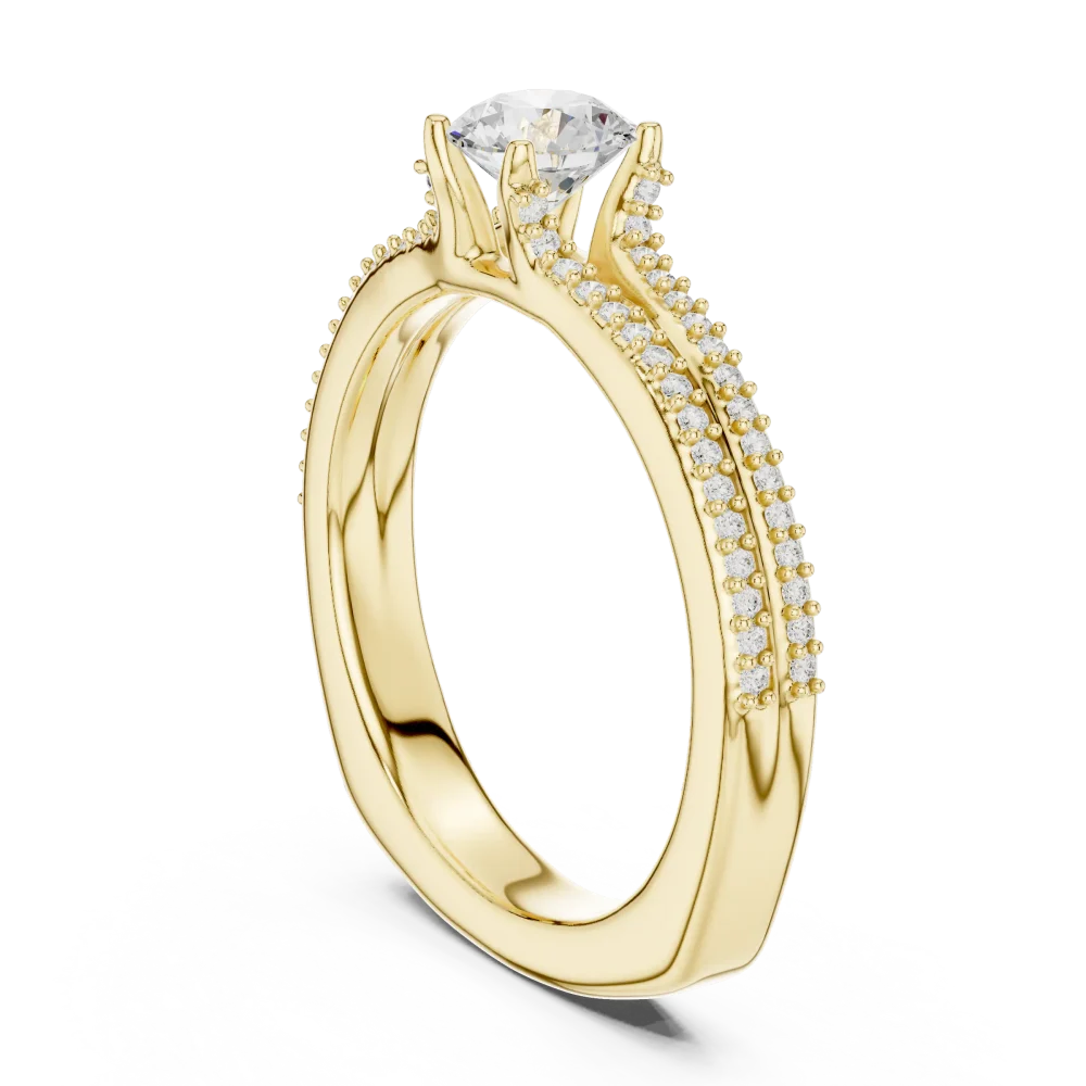 Luminary Round Brilliant Pavé-Set Solitaire Engagement Ring - Image 3