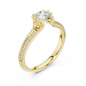 Luminary Round Brilliant Pavé-Set Solitaire Ring