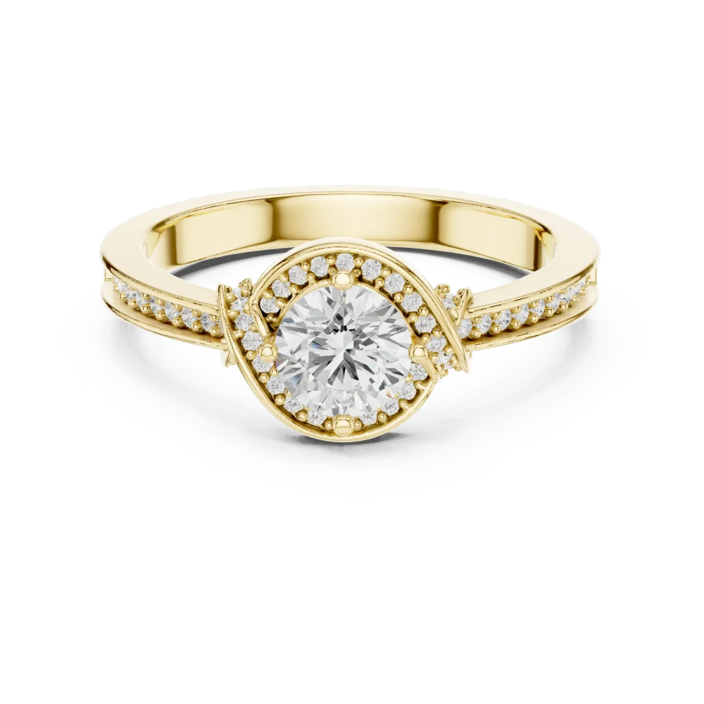 Luminary Round Brilliant Pavé-Set Halo Solitaire Ring - Image 2
