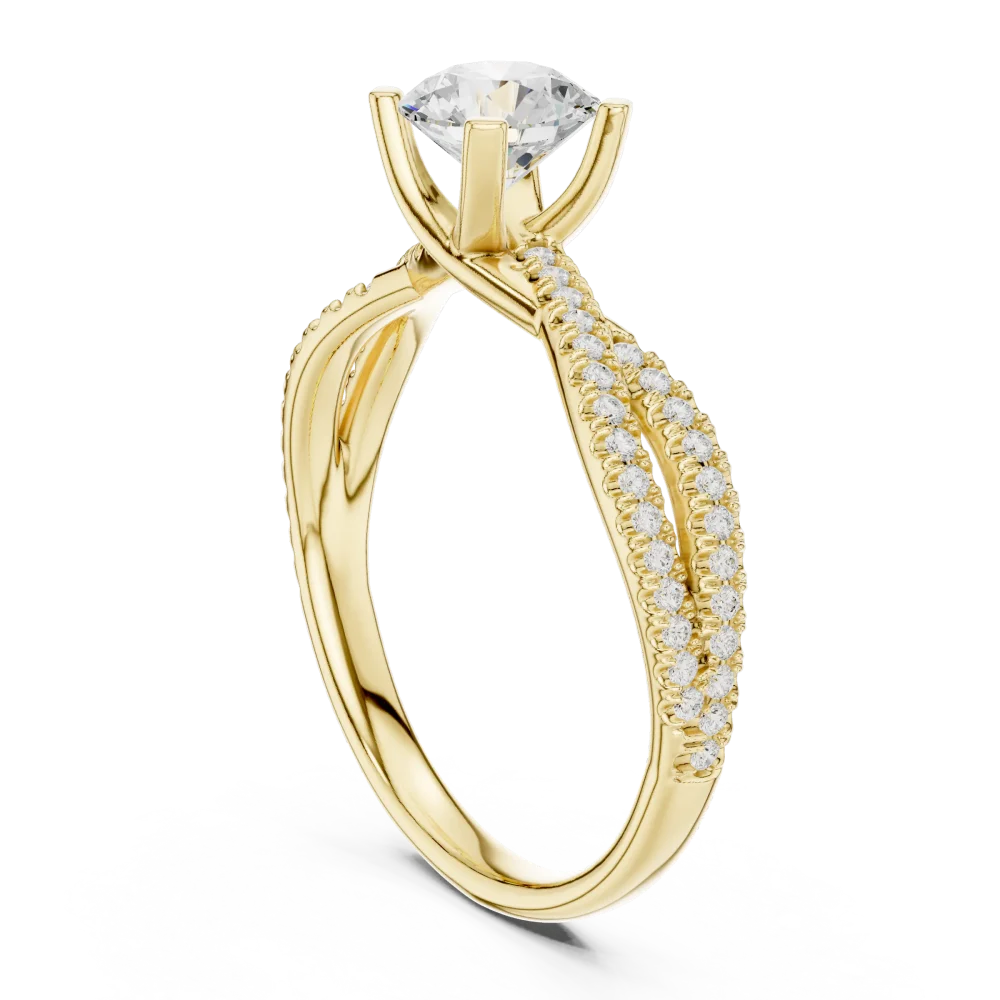 Luminary Round Brilliant Pavé-Set Twisted Solitaire Ring - Image 3
