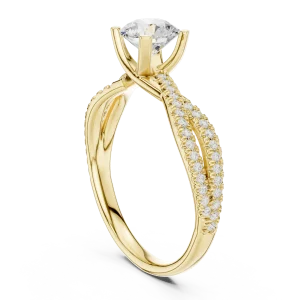 Luminary Round Brilliant Pavé-Set Twisted Solitaire Ring - Image 3