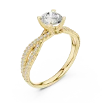Luminary Round Brilliant Pavé-Set Twisted Solitaire Ring