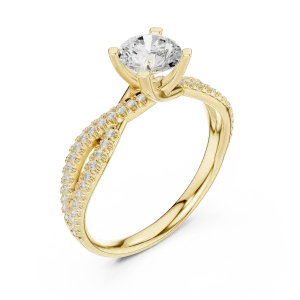 Luminary Round Brilliant Pavé-Set Twisted Solitaire Ring