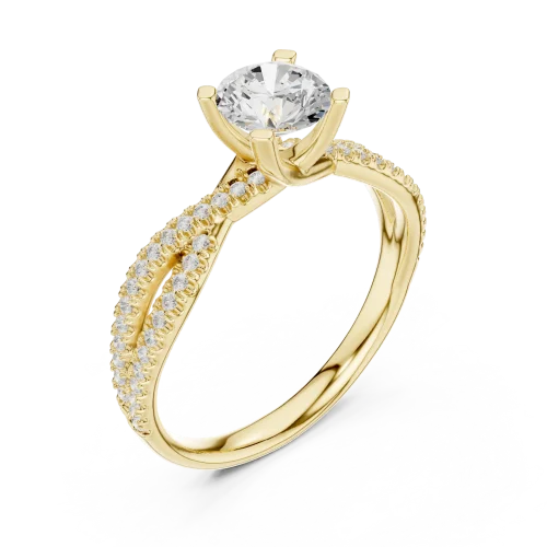 Luminary Round Brilliant Pavé-Set Twisted Solitaire Ring