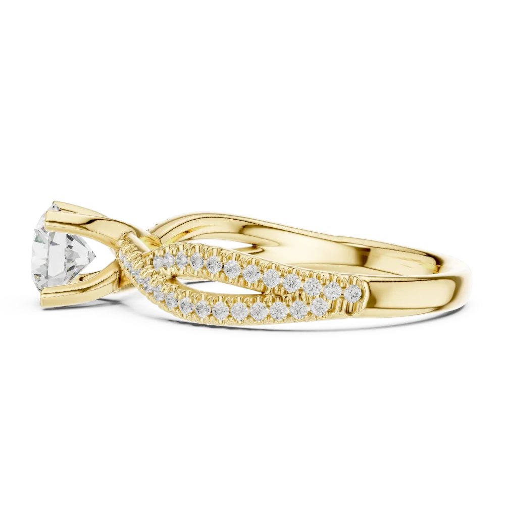 Luminary Round Brilliant Pavé-Set Twisted Solitaire Ring - Image 4