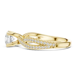 Luminary Round Brilliant Pavé-Set Twisted Solitaire Ring - Image 4
