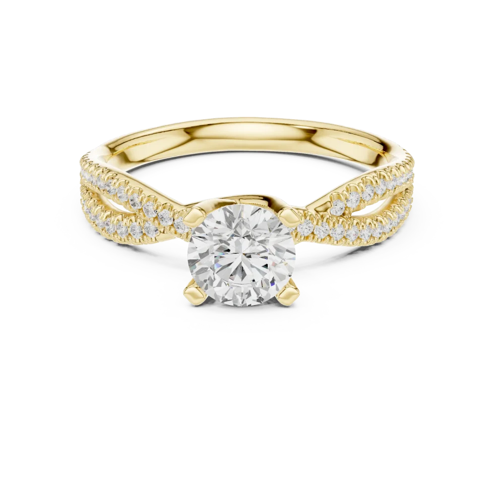 Luminary Round Brilliant Pavé-Set Twisted Solitaire Ring - Image 2
