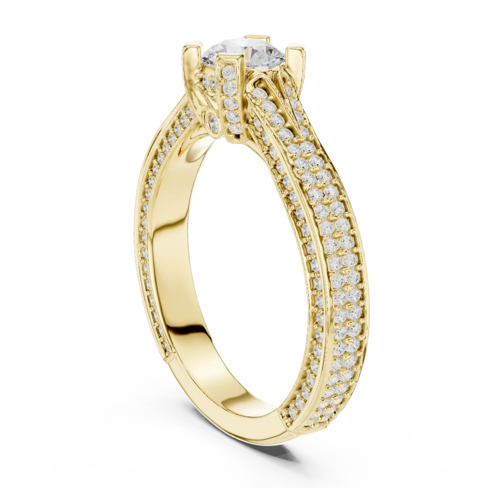 Symmetry Pavé-Set Round Cut Solitaire Engagement Ring - Image 3